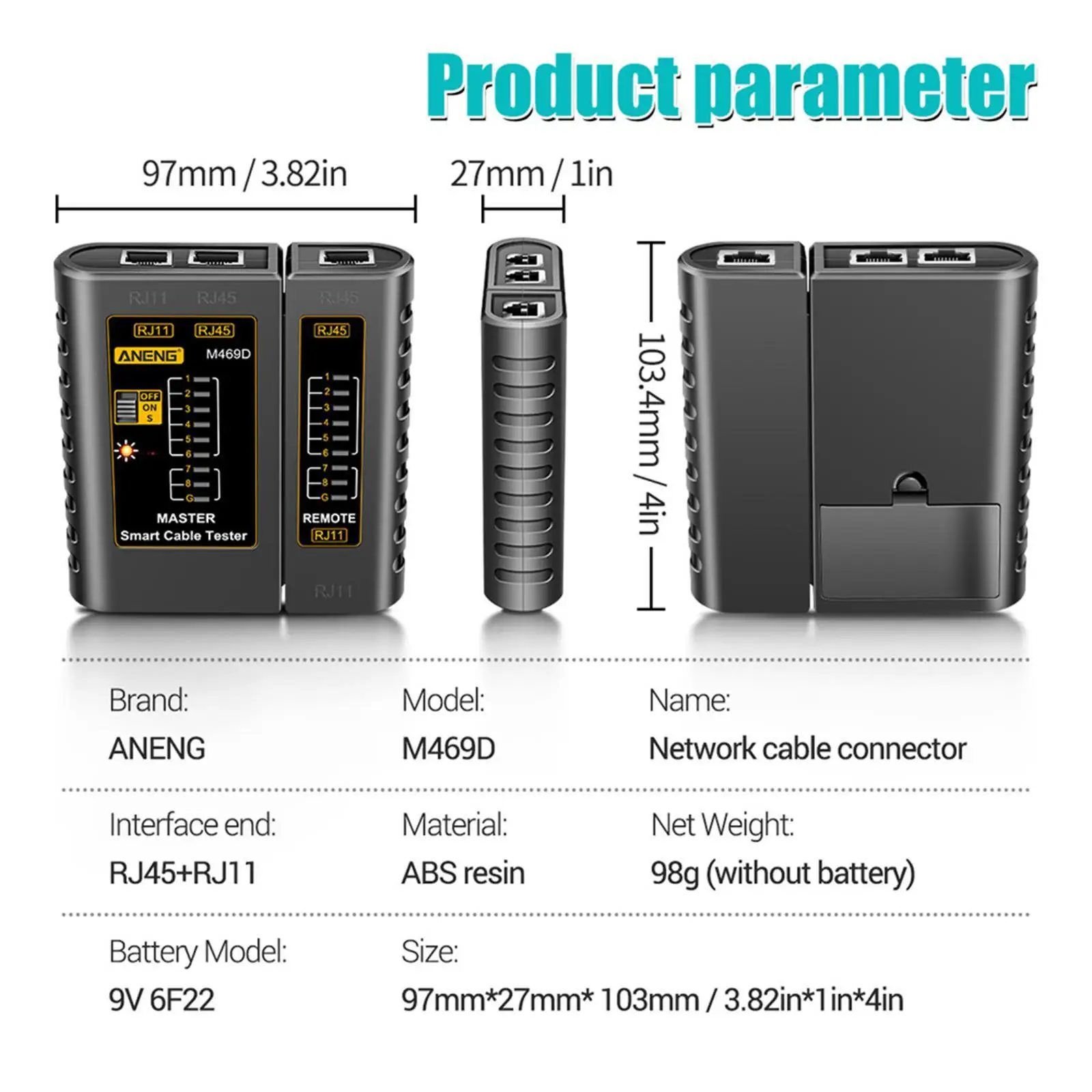 Tester per cavi Ethernet Strumento per test di rete Cat5 Cat5E Cat6 per rete