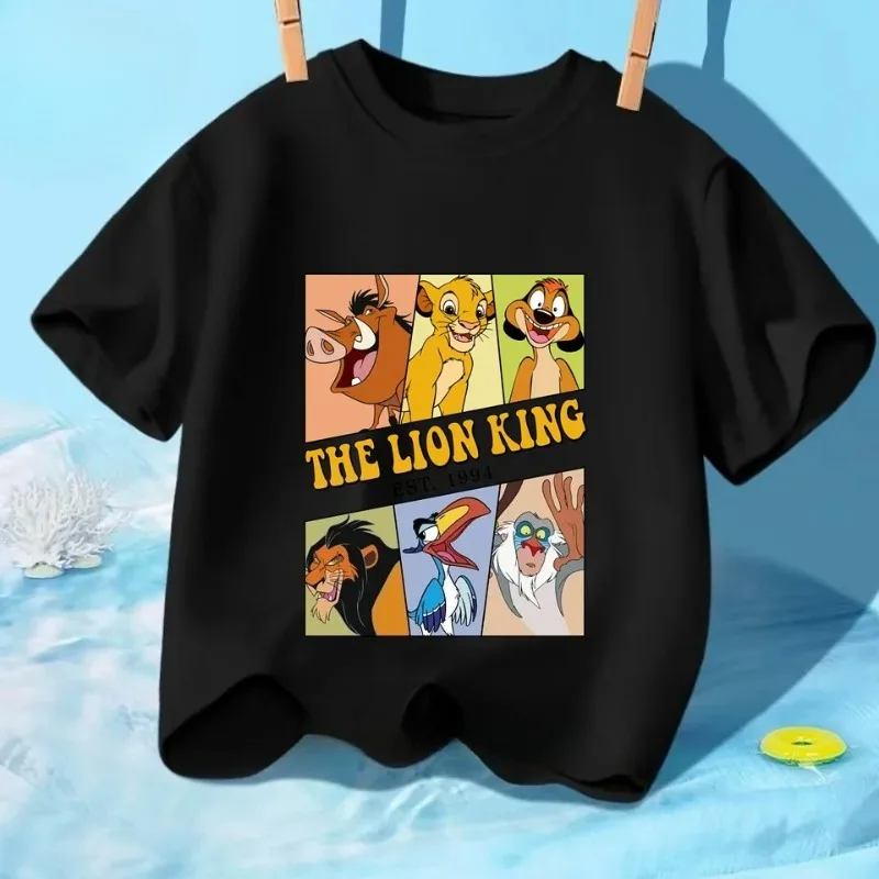 

Летняя футболка из 100% хлопка с принтом «Король Лев» для мальчиков, одежда, футболка с короткими рукавами для детей 7–13 лет
