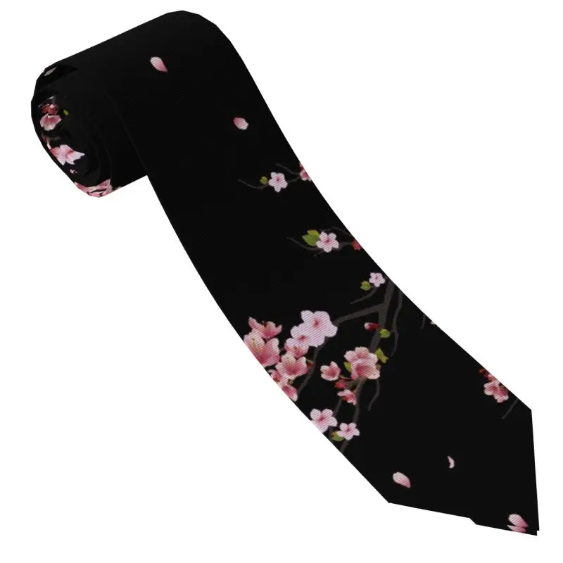Japanese Cherry Blossom Sakura Neck Ties Funny Novelty Classic Neckties Neck Wear for Gentlemen Wedding Holiday Party Gift