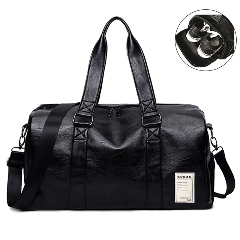 

Pu Leather Gym Male Bag Top Female Sport Shoe Bag for Women Fitness Over the Shoulder Yoga Bag Travel Handbags Black Red