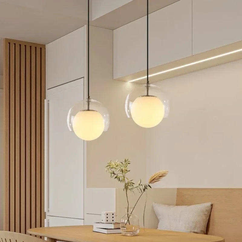 

SANDYHA Modern Minimalist LED Glass Pendant Light Circular Hanging Chandelier for Living Room Bedroom Kitchen Decoration