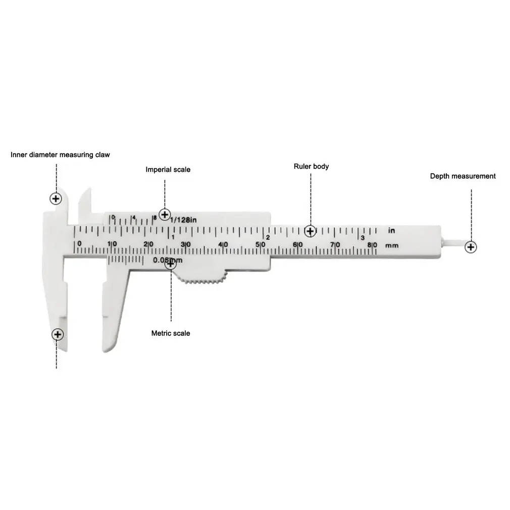 0-80mm Double Scale Plastic Vernier Caliper Mini Ruler Accurate Measurement Tool Standard Vernier Caliper