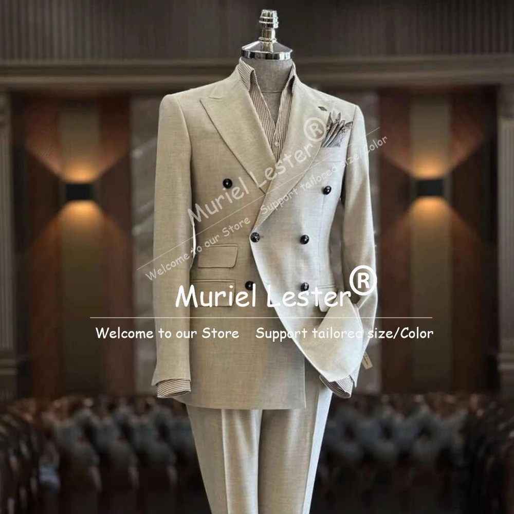 

Классические двубортные мужские костюмы, узкие формальные пиджаки для выпускного вечера с пиковыми лацканами, индивидуальные комплект из 2 предметов, смокинги для жениха, деловая вечеринка, наряд