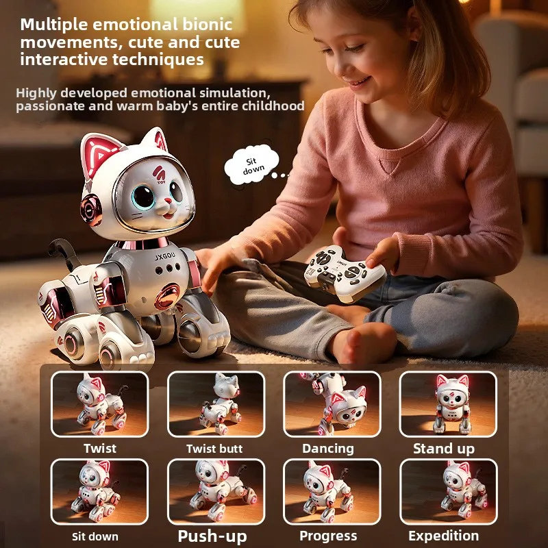 Brinquedo robótico inteligente para gatos – Robô interativo para caminhada e meow para meninos/meninas de 1 a 3 anos com controle remoto