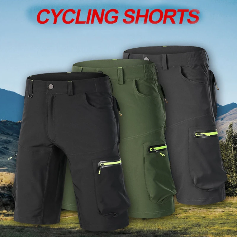 Pantaloncini da ciclismo ad asciugatura rapida da uomo tuta da Mountain Bike da esterno traspirante elastica tasca con cerniera che blocca il colore pantalone centrale allentato