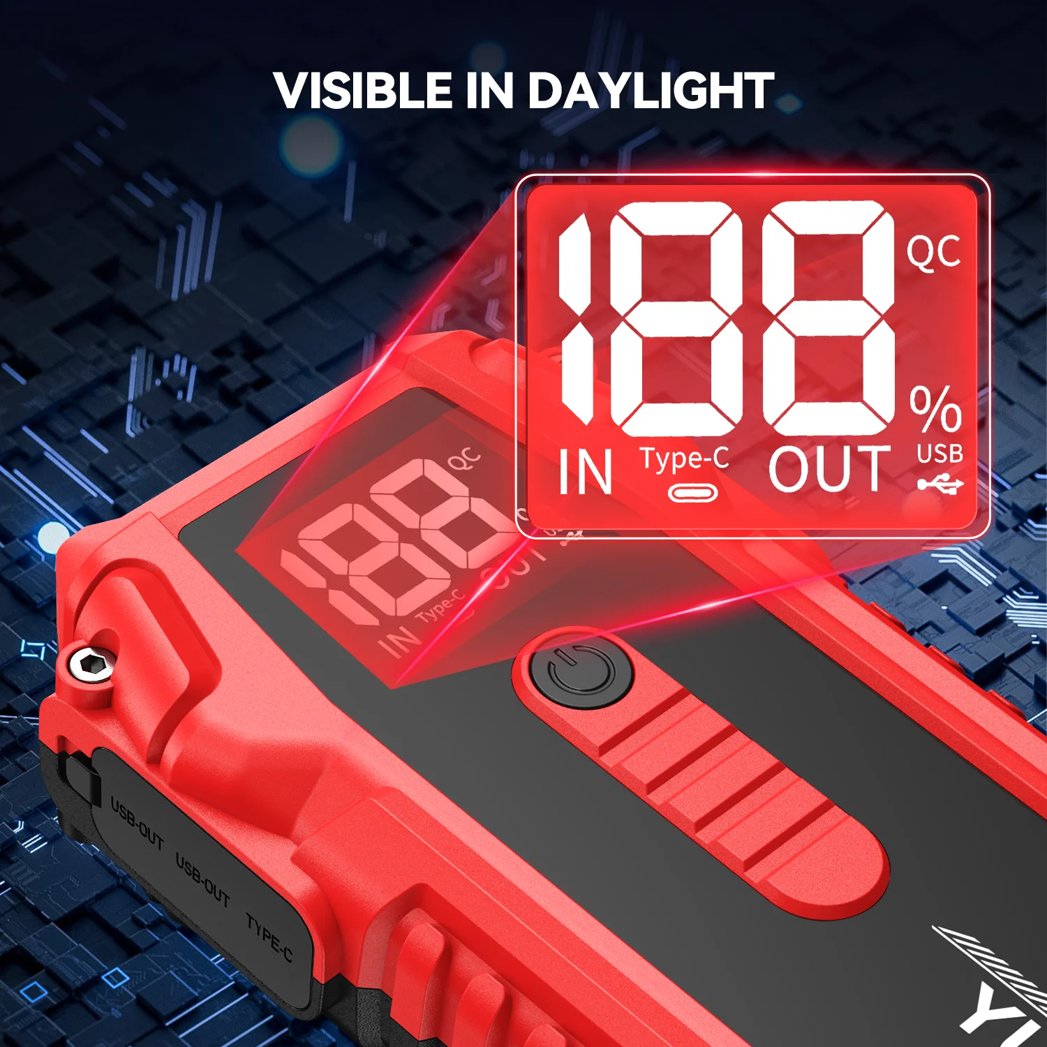 4000A Peak Current, 21800mAh Jump Starter – Supports 12V Vehicle Starting, Portable Power Bank, and Flashlight