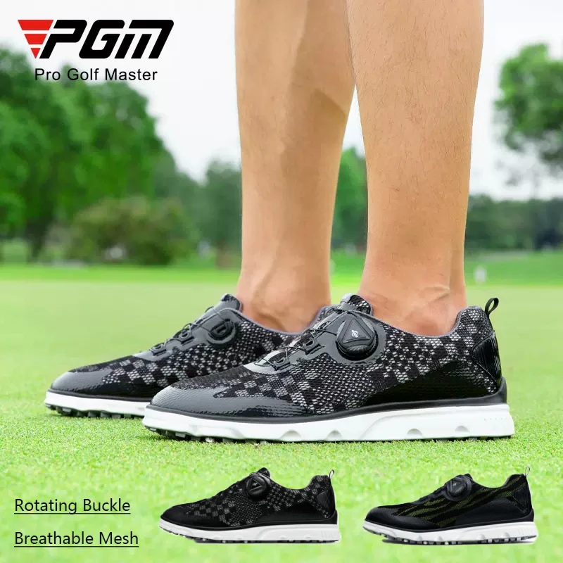 

PGM Men Golf Sports Shoes Ultra-light Anti-skid Golf Sneakers Breathable Mesh Shoes Male Training Footwear Rotating Knob 39-45