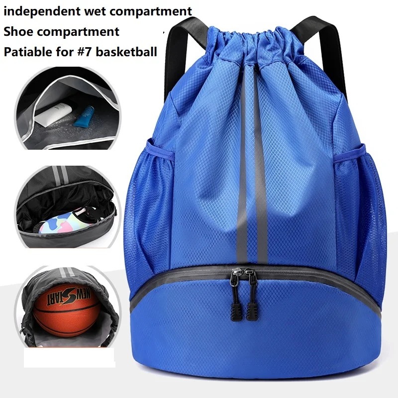 Waterproof GYM Bag Swimming Fitness Backpack Travel Sports Bag Independent Wet And Shoe Compartment Drawstring Basketball Pouch