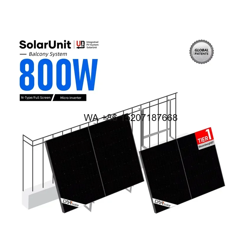Wmwmnu for All-Black Solar Balcony PV High Efficiency 800W Plug Play Dustproof Monocrystalline Solar Panel System Inverter
