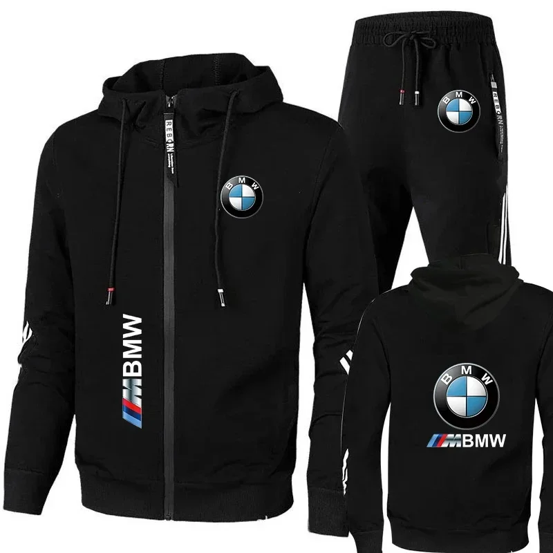 Wiosna 2025 Logo BMW Męska bluza z kapturem 2-częściowa Nowa kurtka z nadrukiem BMW Moda męska Prosta bluza z kapturem Płaszcz Stormtrooper Kurtka BMW