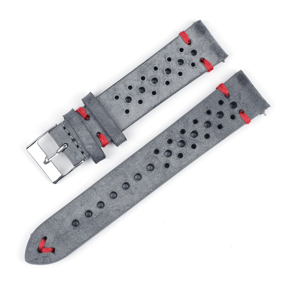 Genuine Leather Watch Straps 18mm 19mm 21mm 24mm Porous Breathable Watch Band Quick Release Watchband Replacement