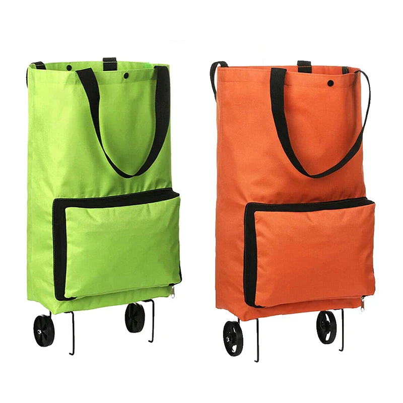 1Pc New Shopping Cart Two Wheeled Lightweight Wheeled Shopping Cart Large Capacity Folding Shopping Bag