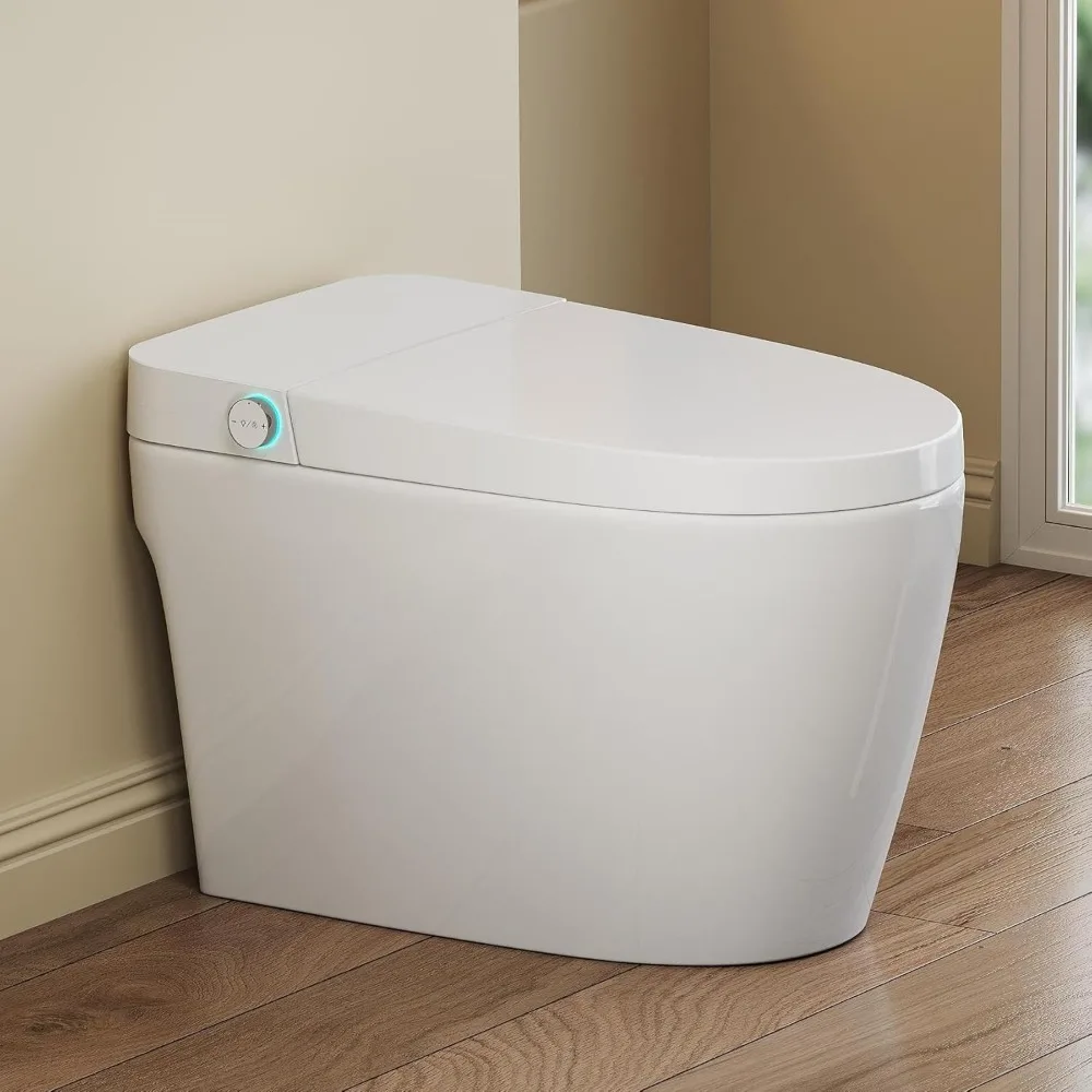 

Smart Toilet with Auto Flush and Heated Seat, No Bidet, Foot Sensor Flush, Pre-Wetting, Soft Close Lid, Pre-Wetting, Night Light
