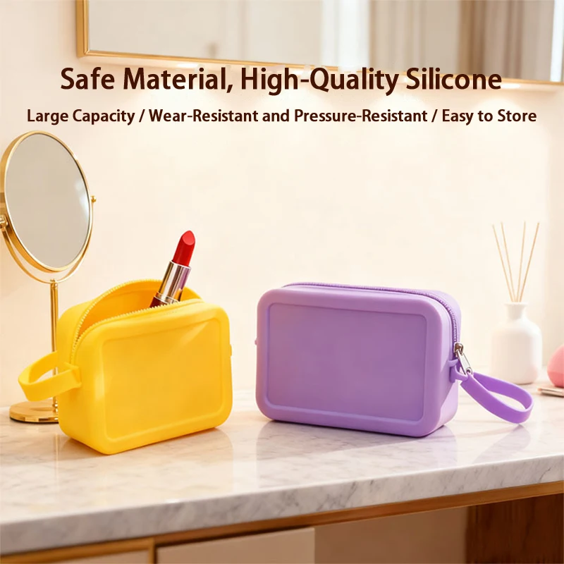 Makeup Bag Silicone Travel Organizer Bag Large Capacity Portable Key Pouch