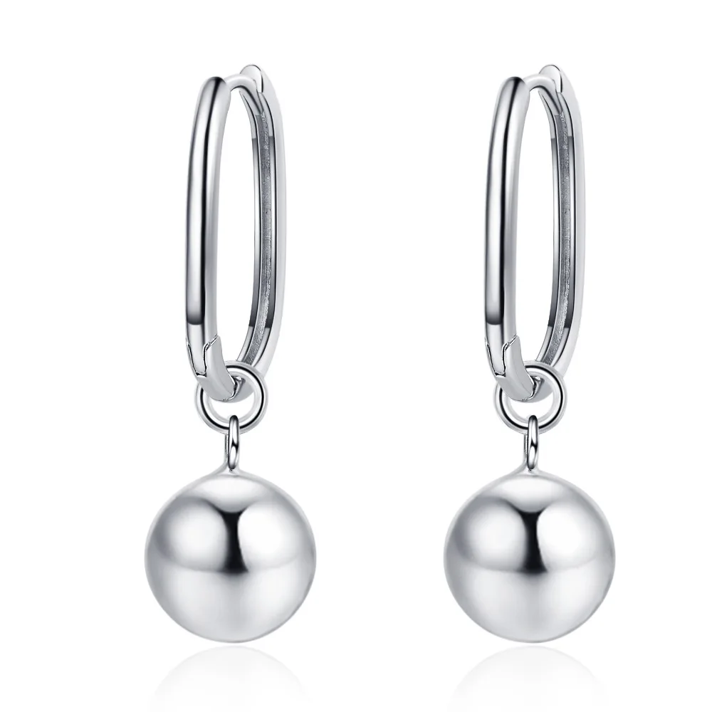 Unisex S925 Sterling Silver Long Pendant Earrings Original Pearl Ball Design Jewelry Accessory & Gift
