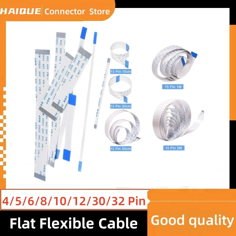 10PCS FPC FFC Ribbon Flexible Flat Cable 4/6/8/10/12/14/16/18/20 Pin Pitch 0.5MM 1.0MM A-Type Wire Length 6/10/15/20/25/30/40 CM