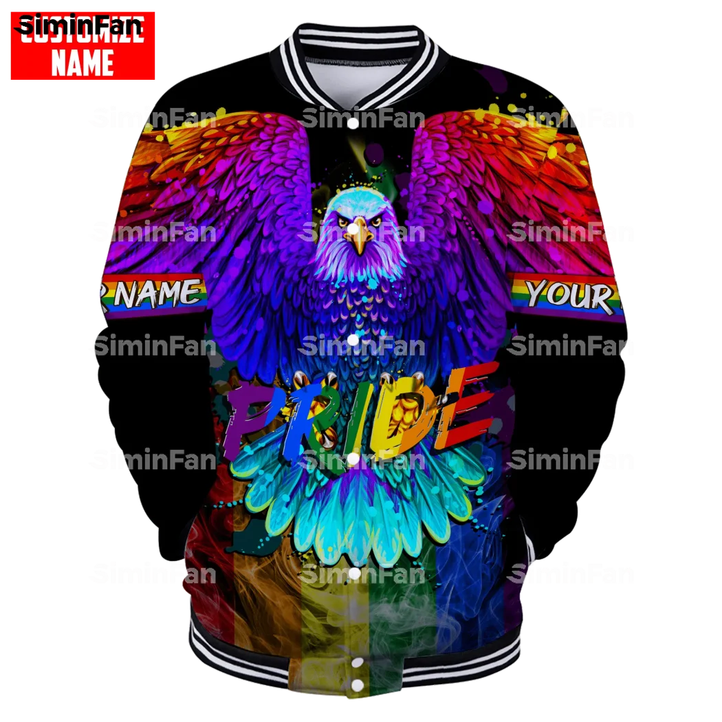 

LGBT PRIDE EAGLE WING COLORFUL 3D Full Printed Varsity Baseball Bomber Jacket Men Coat Outwear Unisex Female Harajuku Streetwear