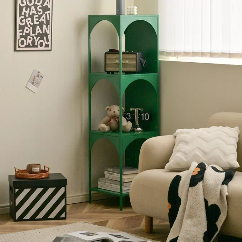 Creative Bookshelf Floor-to-ceiling Storage Shelf Small Unit Wall Edge Narrow Cabinet Wrought Iron Corner of Living Room