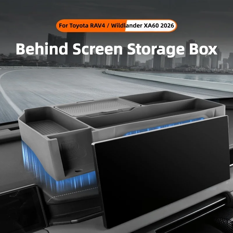 For Toyota RAV4/Wildlander XA60 2026 Car Styling Behind Screen Silicone Storage Box Dashboard Organizer Non-Slip Durable Accesso