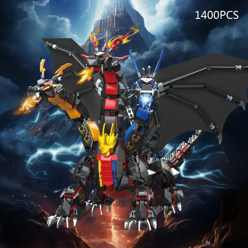 Idea Game Mini Block Three Headed Dragon Construction Model Hydreigon Building Brick Educational Toys Collection For Boy Gift