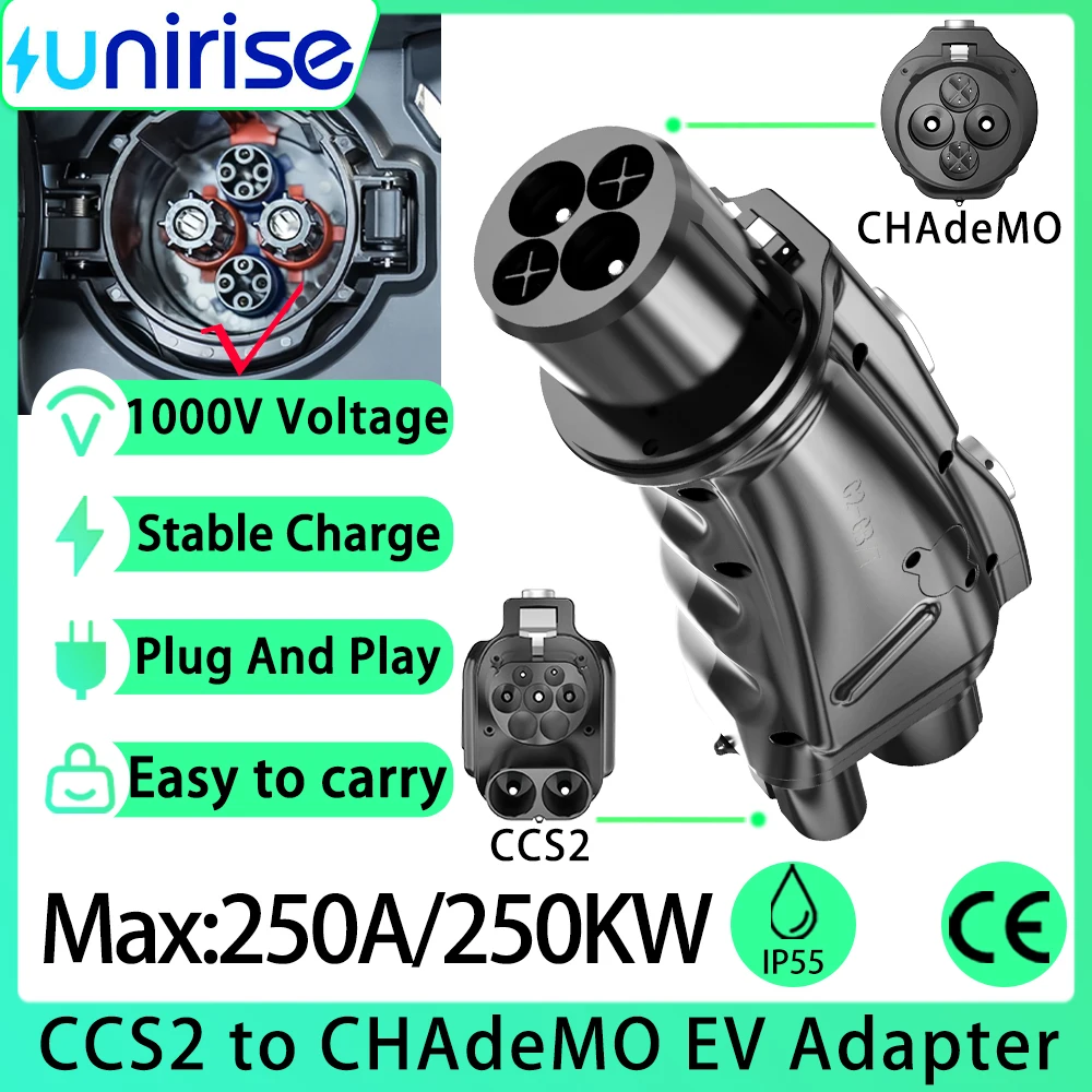 Unirise CCS2 to CHAdeMO EV Adapter 250A 1000V DC Fast CCS Combo 2 to CHAdeMO For Nissan Leaf Electric Vehicle Charging Converter