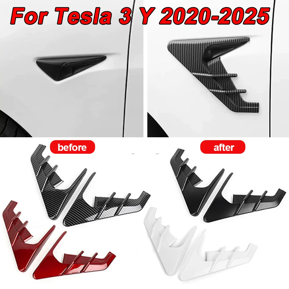 

2Pcs Car Side Camera Protection Covers Kit Decoration Sticker Car Modification Accessories for Tesla Model 3 Moel Y 2020-2025