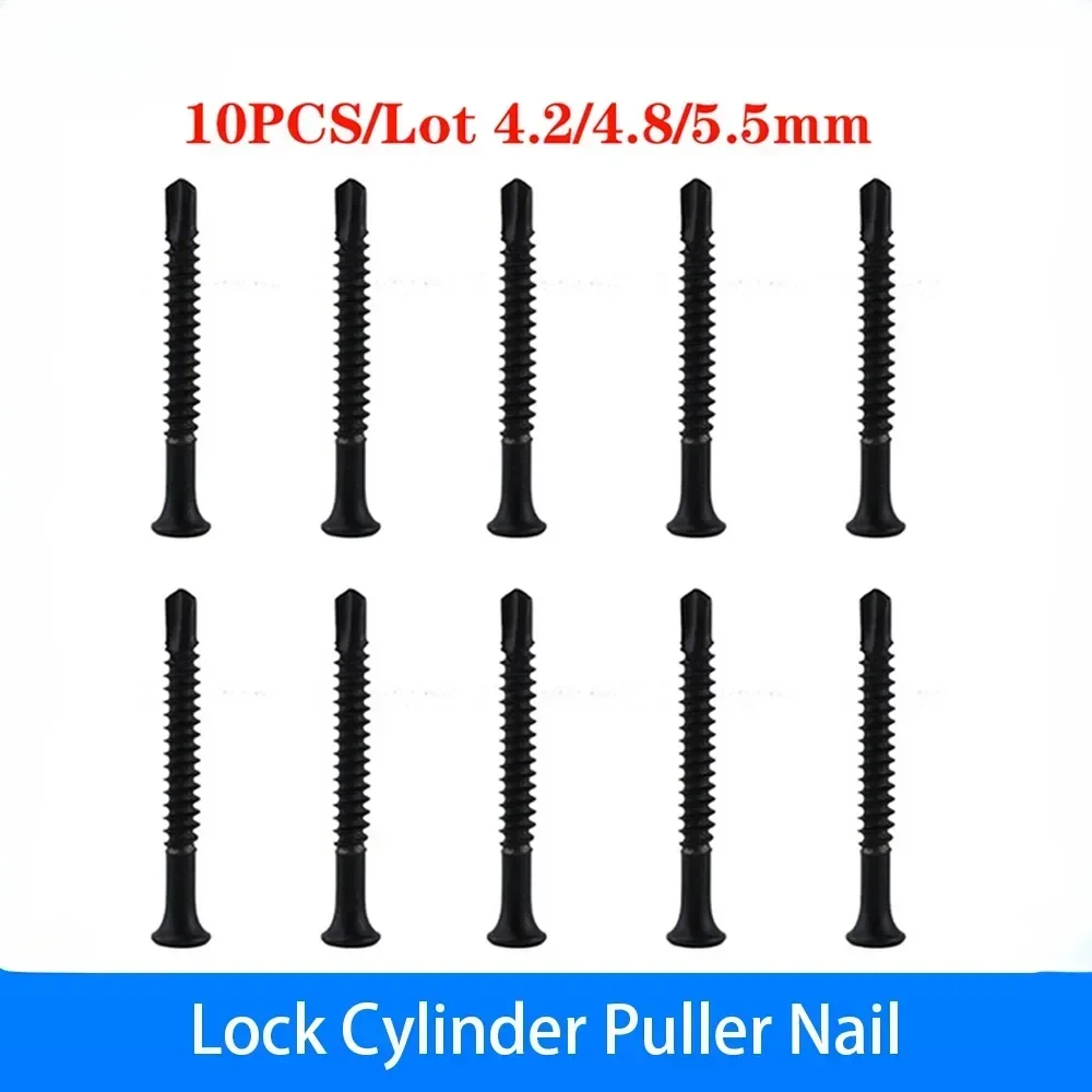 10PCS Lock Cylinder Puller Nail Puller Professional Locksmith Tool Stainless Steel Nail Puller Screws Cylinder Extractor