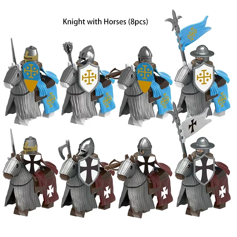 

Medieval Knight Serie Figures Building Blocks Warrior Soldiers Guards Lion Heart Hospital Teutonic Knight Battle Pastor Kid Gift