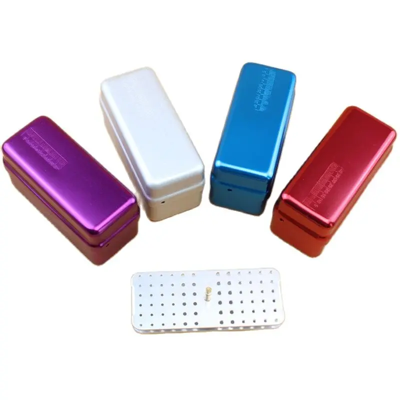 1Pcs Dental 72 Holes Endo Box Aluminum Disinfection Box Autoclave Endo Case Diamond Bur Holder Dentistry