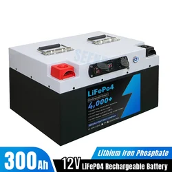 12V 300Ah Lifepo4 Battery Pack Lithium Iron Phosphate Built-in BMS Bluetooth with USB  Socket for Solar Energy RV Campers