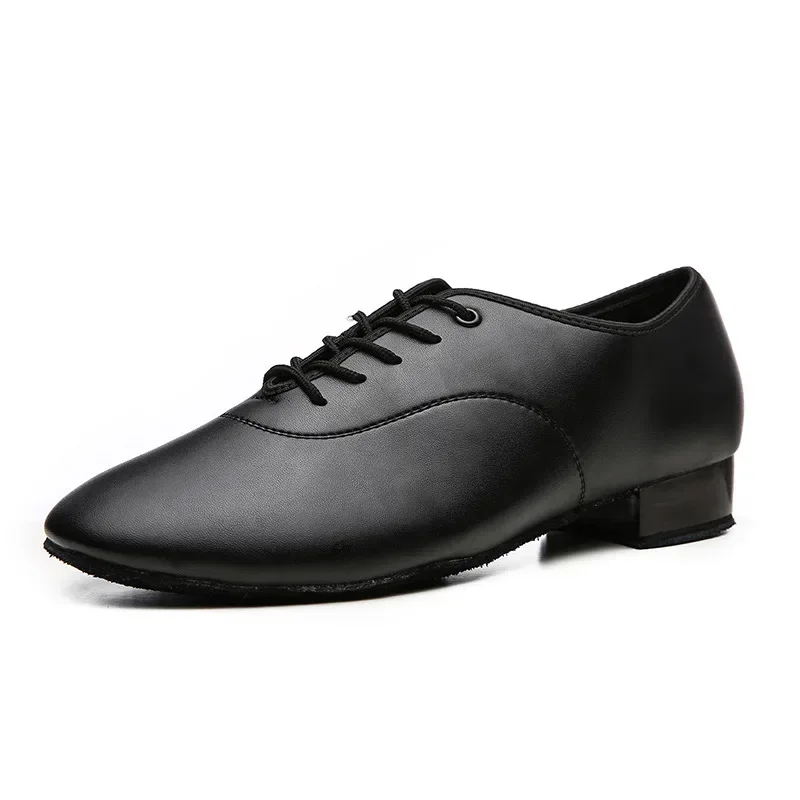 Men Latin Dance Shoes Professional Modern Tango Salsa Leather Ballroom Shoes Square Low Heels Man Sneaker Jazz Back White Color