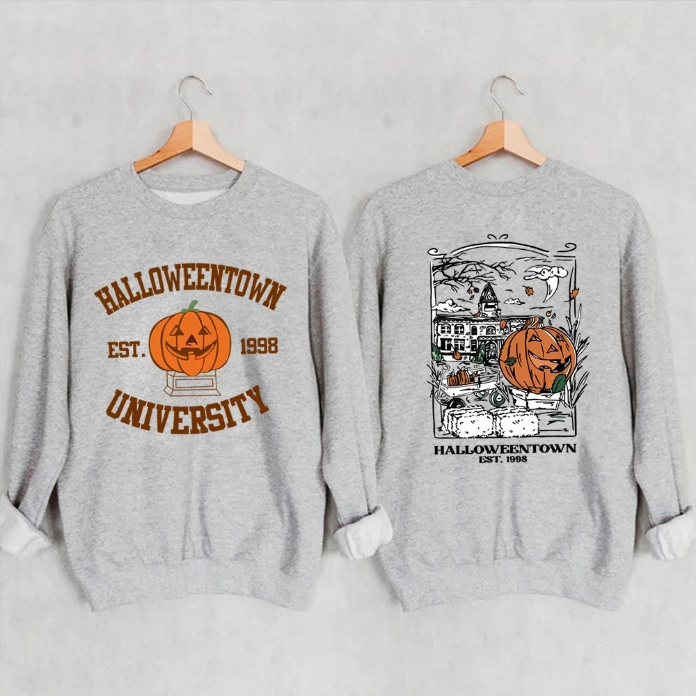 Vintage Halloweentown 1998 Sweatshirt 2 Side Print Halloweentown University Hoodie Pumpkin Fall Pullover Halloween Party Tops