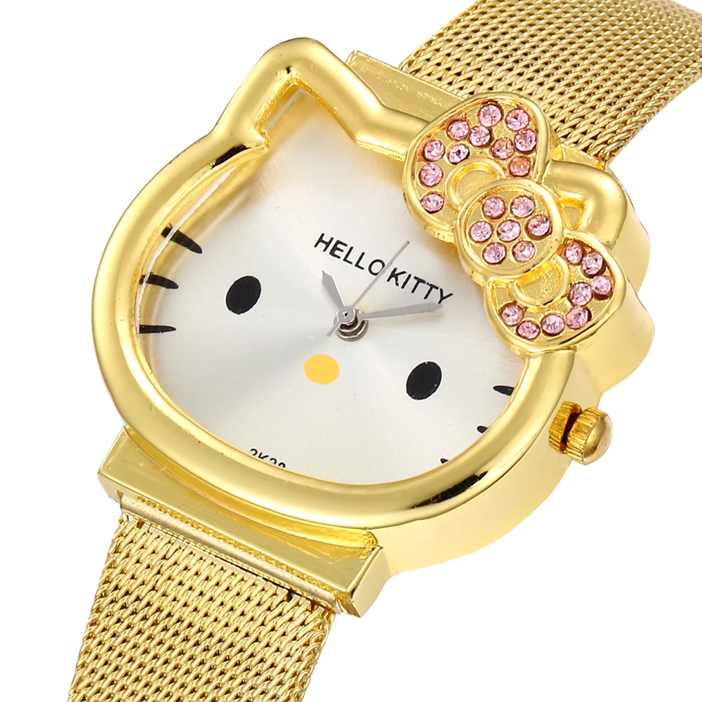 Cute Cats Diamond Watch Cat Bow Pink Ladies Metal Jewelry Cartoon Magnetic Watch Birthday Gifts for Kids Girls