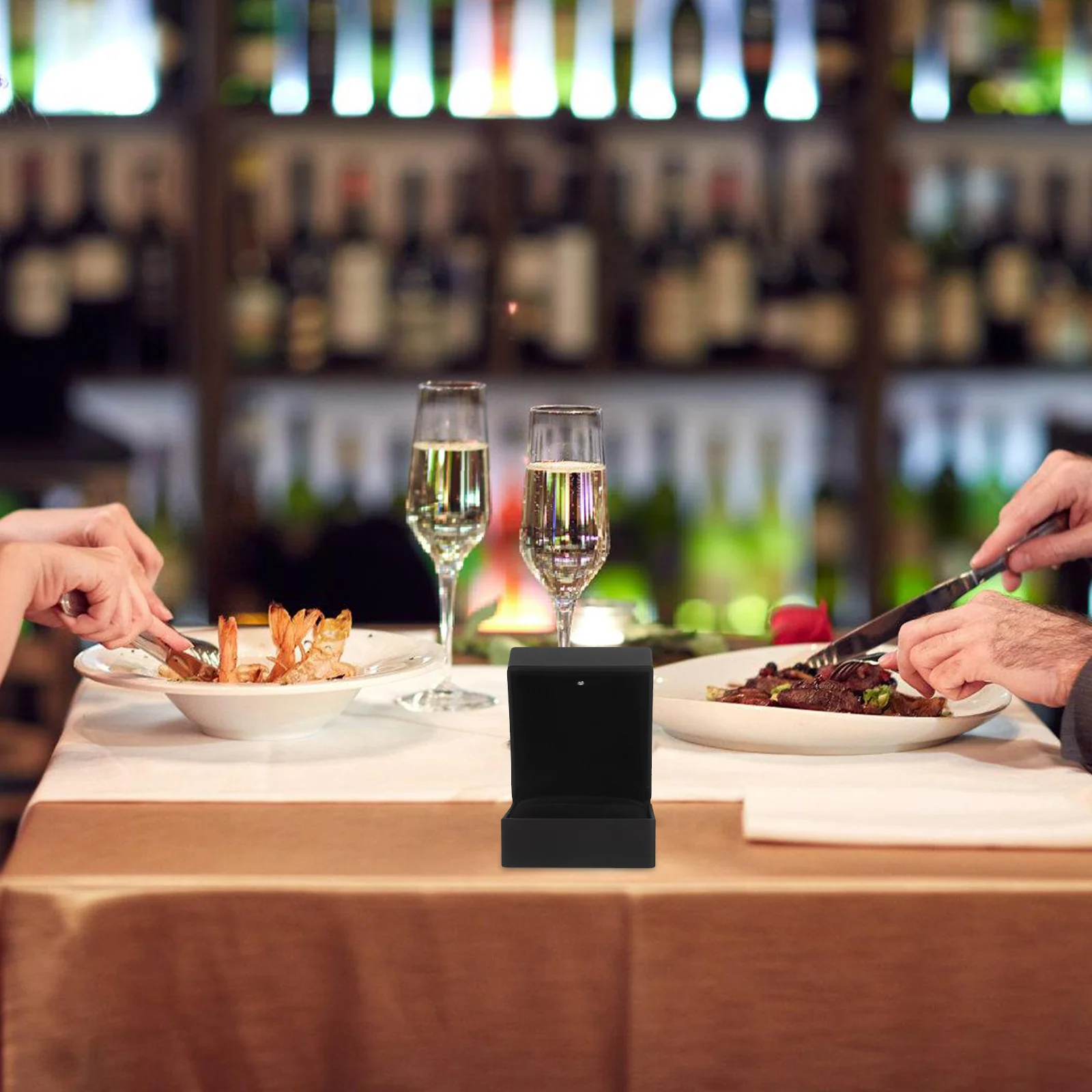 

Led Light Ring Box Black Engagement Ring Case Jewelry Display Holder Wedding Proposal Travel Organizer Storage