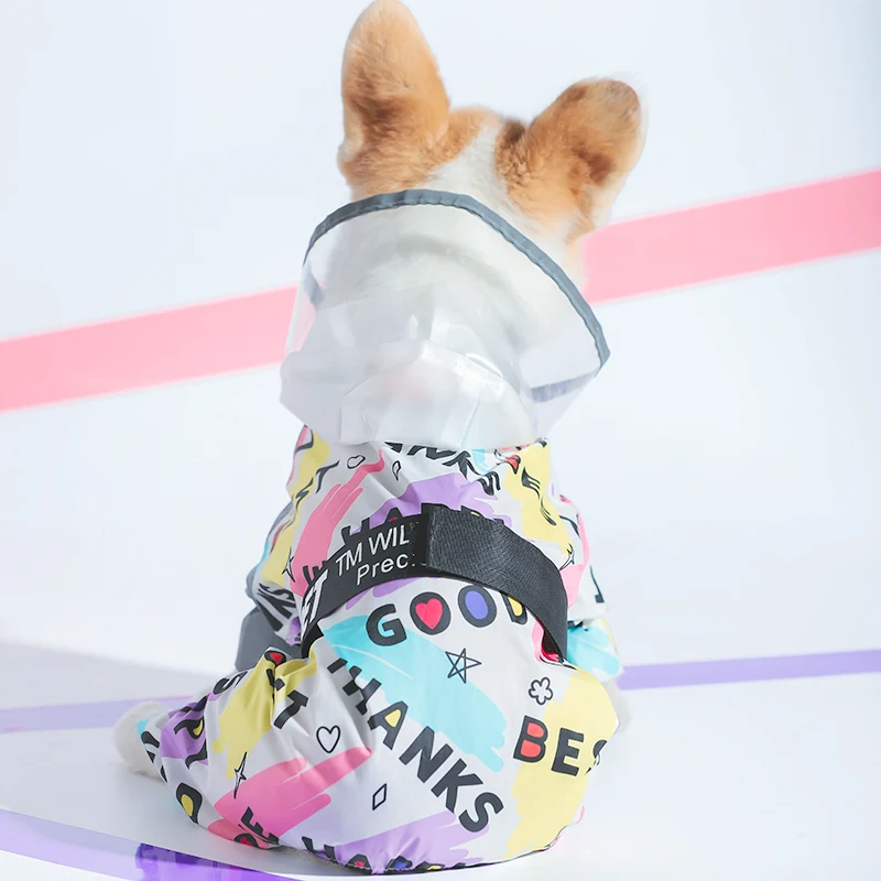 Hoopet Corgi Raincoat Four-legged Waterproof All-inclusive Summer Teddy Small Medium-sized Dog Pet Traction Dog Special Clothes