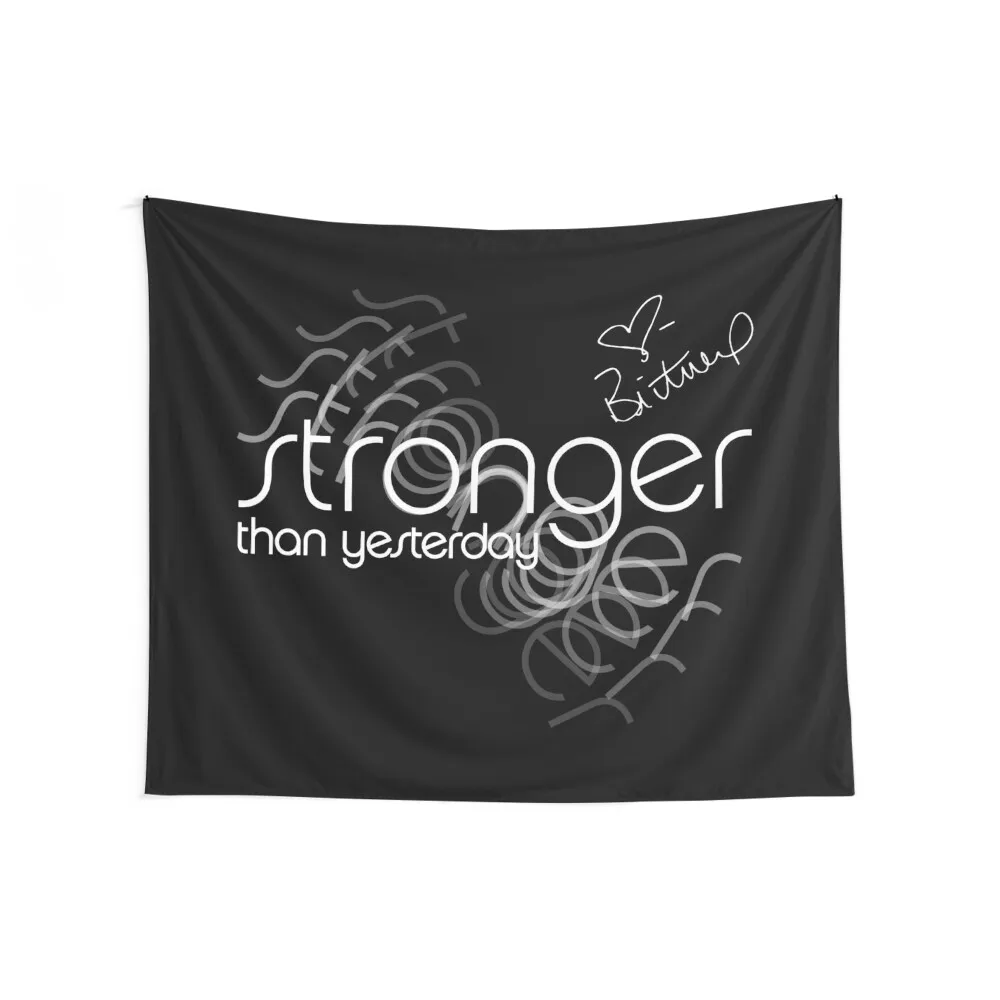 Stronger than yesterday - Britney Spears signature and Stronger logo Tapestry Wall Deco Bedrooms Decor Tapestry