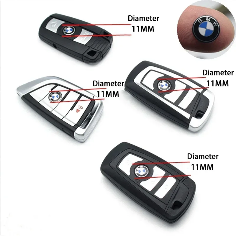 11mm Car Remote Key Fob Emblem Badge Radio button Sticker For BMW F10 E90 F20 E46 E60 E70 E39 E36 E87 X7 E92 E91 E28 X3 G11 X5 6