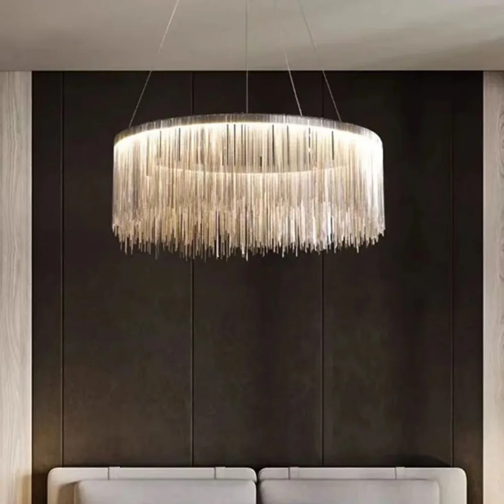 Imagem -04 - Modern Art Decor Tassel Pendant Lamps Chain Chandelier For Bedroom Living Room Restaurant Lights 110v 220v 2024