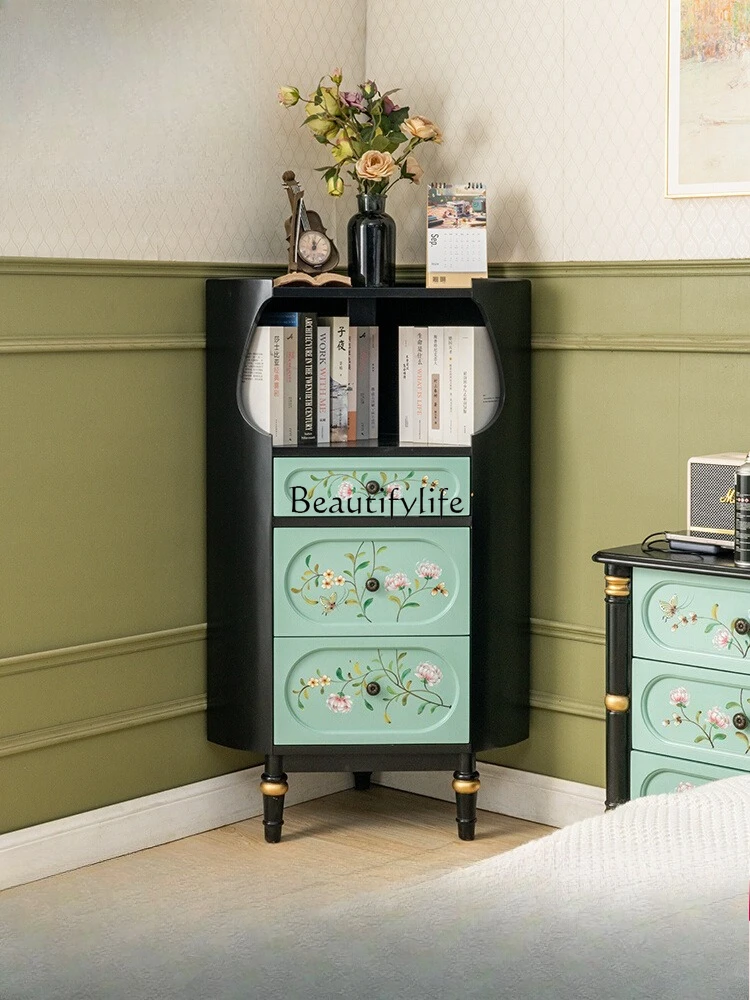 

Living Room Art Painted Corner Cabinet Small Apartment Corner Display Cabinet