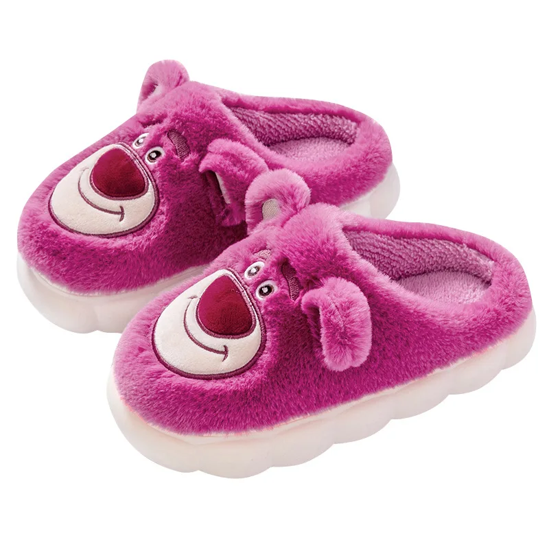 Borsa in peluche Disney con orso fragola e pantofole in cotone Pantofole termiche da donna con suola spessa per interni autunnali e invernali