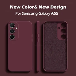 For Samsung A55 5G Case Original Liquid Silicone Soft Phone Cases Funda For Samsung Galaxy A55 A 55 5G Shockproof TPU Back Cover