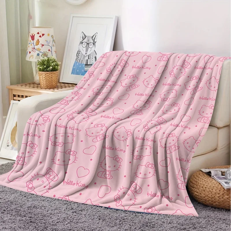 Hello Kitty Dreamy Pink Flannel Blanket Soft Warm Plush Throw for Sofa Bed Office Nap Shawl Travel Camping Girls Gift
