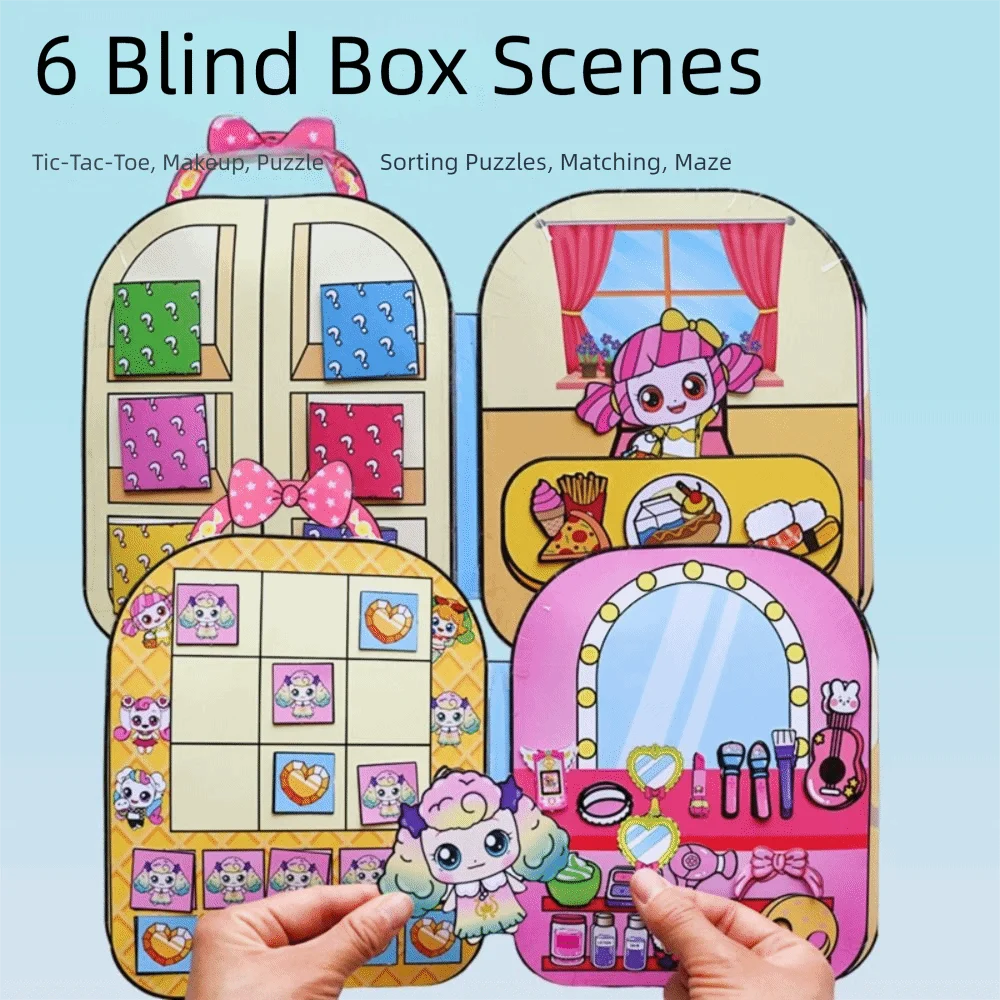 مضحك 3D مسمار متجر كتاب هادئ الإبداعية التفاعلية ملصق ألعاب كتاب هادئ مونتيسوري لغز نمط DIY اللباس التعليمية