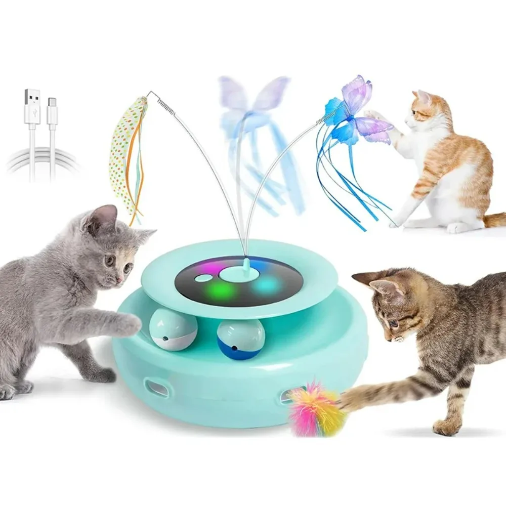 

Wholesale Rotating Smart Ball Pet Teaser With Feather Multi-color Butterfly Interactive Cat Toys