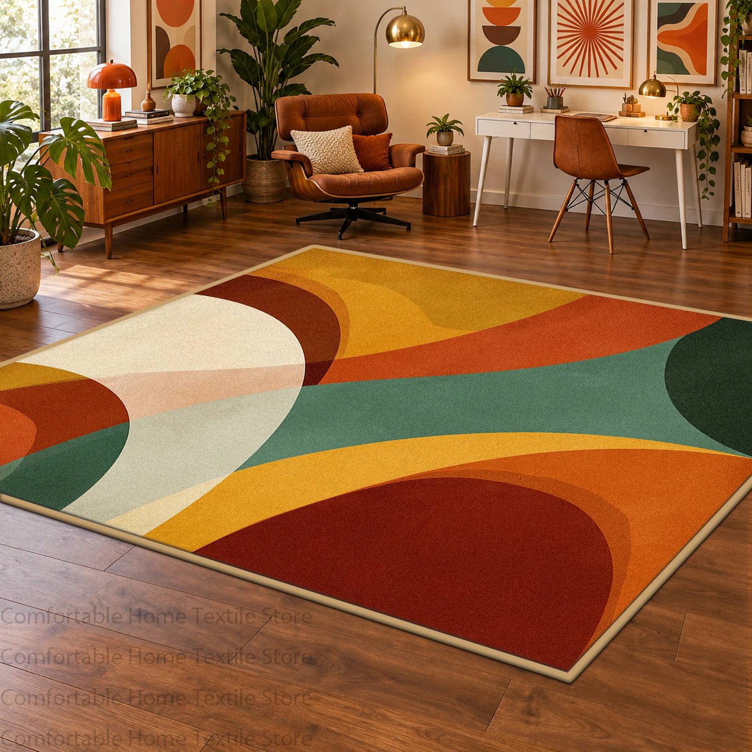 Modern Geometric Rug for Living Room Home Decoration Study Cloakroom Area Soft Carpet Customizable Plush Bedroom Foot Mat Tapis