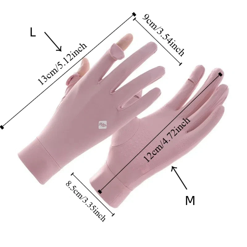 Guanti da donna traspiranti per protezione solare Guanti da equitazione in seta di ghiaccio antiscivolo in silicone anti-UV Touch screen Asciugatura rapida