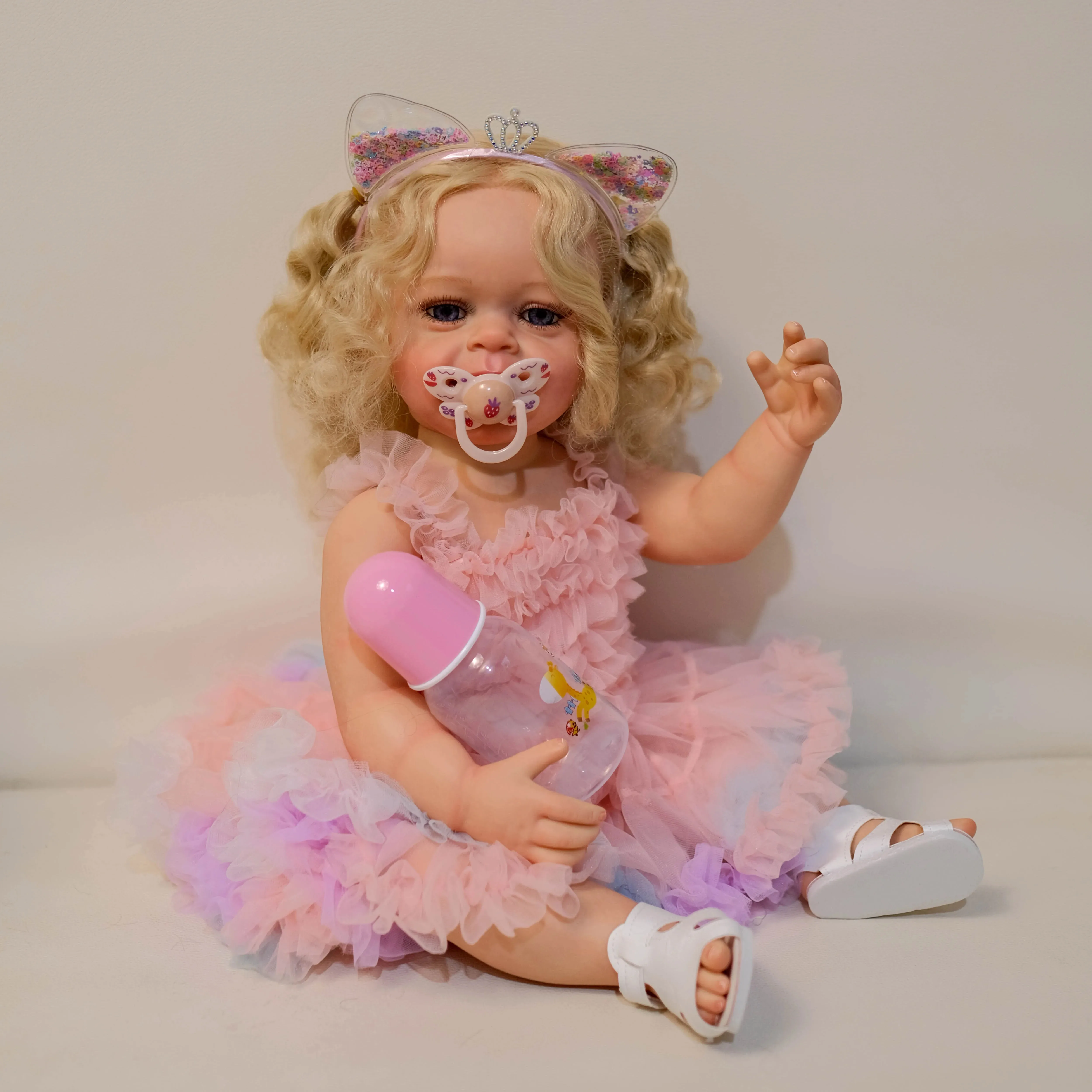 Reborn Toddler Girl Butter Yannik, Full Silicone Vinyl, Peau 3D, Veines Visibles, Cheveux enracinés à la main, Cadeaux pour enfants, 55cm