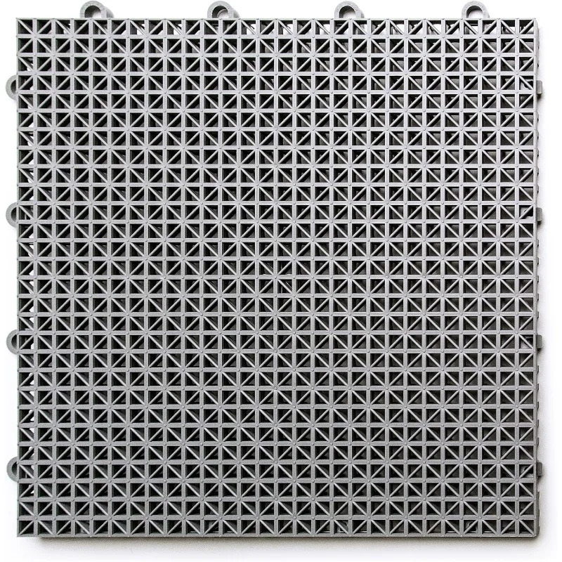 DT40GRAY DuraGrid Outdoor Modular Interlocking Multi-Use Plastic Deck Tile, 40 Pack, Gray