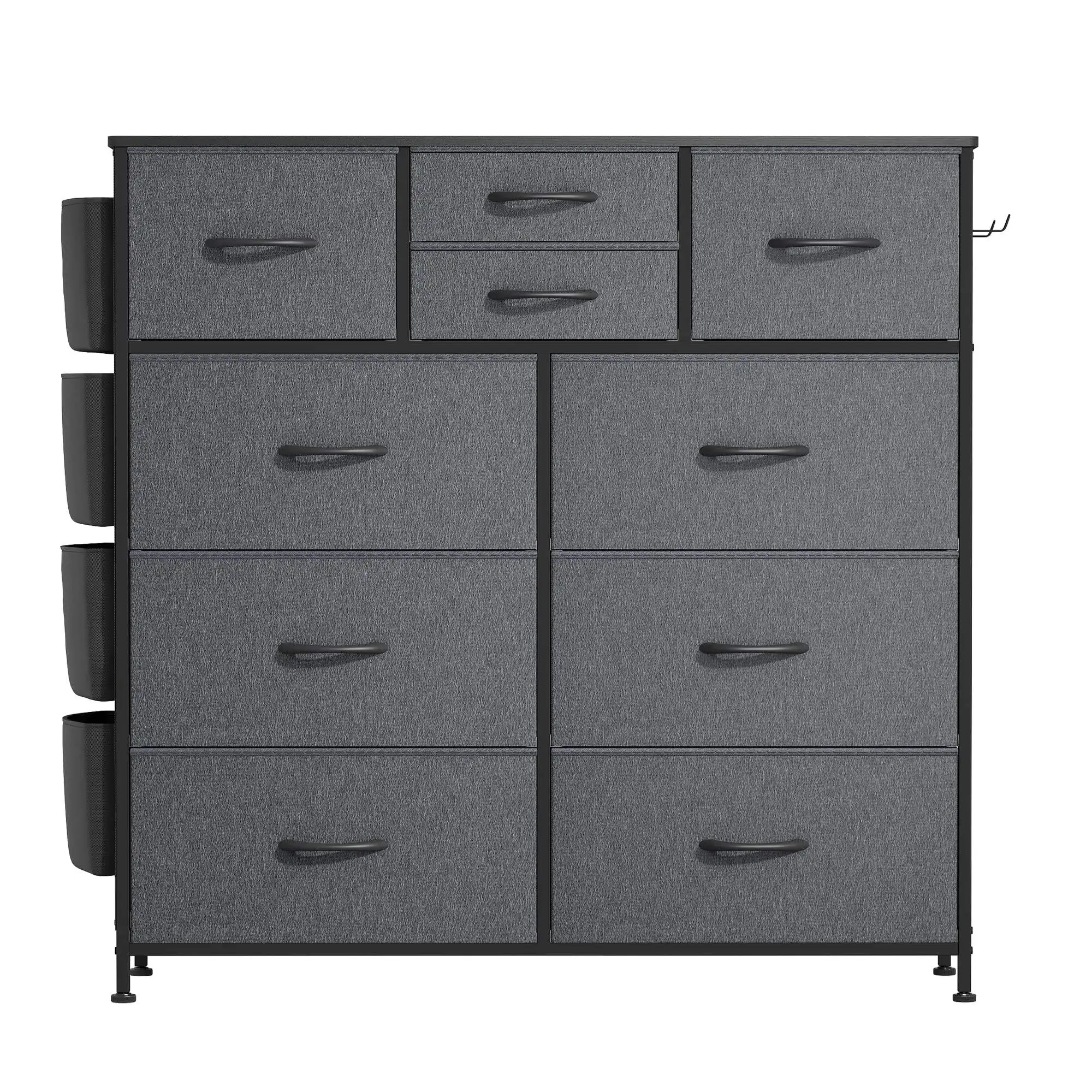 #Suoernuo 10 Drawer Dresser Chest Drawers Sturdy Steel Frame Wood Side Pockets Hooks Fabric Storage Dresser For Bedroom