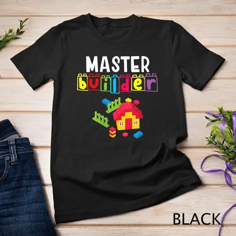 Womens Master Builder Building Blocks Brick Builders Fun Toys Unisex T shirt